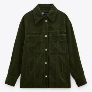 🔥MOVING SALE🔥NEW ZARA CORDUROY JACKET Green